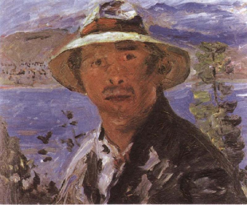 Lovis Corinth Self-Portrait in a Straw Hat oil painting image